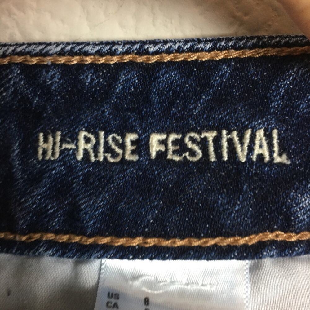 American Eagle Blue Distressed Lace Hi Rise Festival Shorts 8 - Picture 7 of 9